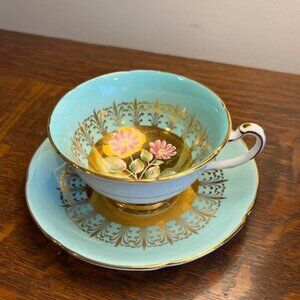 Exquisite Royal Grafton Gold & Turquoise Cup & Saucer
